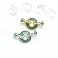 Exquisite geometric circle jewelry clasps with emerald gemstones and zircon accents - Green Nano (27*15mm) / White Gold