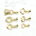 Gold-plated brass jewelry clasps set with zircon leopard and heart designs - Leopard Head / Gold