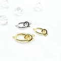 Polished 18k gold and silver oval connector clasps for DIY pearl jewelry making - Small Size (22x12) / White Gold