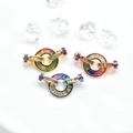 Rainbow gemstone circular interlocking necklace clasps in gold, rose gold and silver - Colorful Disk (27*15mm) / White Gold