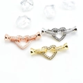 DIY heart-shaped pearl clasps in gold, silver, and rose gold with pavé-set zircons - Heart Ring / Silver