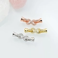 Infinity shape jewelry connectors with sparkling zircons in gold, rose gold, and silver - 8-Panel Style / 11.5*6mm / Silver