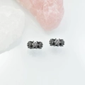 Black metal flower beads with sparkling star-shaped zircon stones for DIY jewelry making - 11.5 (5mm Hole) / Gun Black White Zirconia