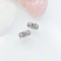 Sparkling silver stud earrings with pink and white crystal clusters and zircon inlay - 11.5 (5mm Hole) / White Gold Pink Zirconia