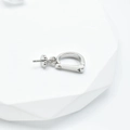 Polished silver-plated D-shaped pendant bail with pearl pin for DIY jewelry making - With Pin / White Gold