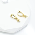 Golden D-shaped jewelry clasp with tray and pin for DIY pearl necklace and earring making - With Pin / Gold