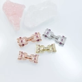 Fermoir plaqué or 18k serti de zircone et rubis pour création de colliers et bijoux - Or blanc / 28*12mm / Grand 3-Rangs