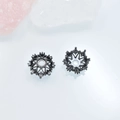 Gunmetal hollow crown flower bead caps with white zircon for crystal jewelry DIY - 9mm / Gun Black