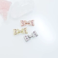 Fermoirs de collier en zircon micro-pavé plaqué or 18 carats en or rose et argent - Or blanc / 23*10mm / Petit 3-Rangs
