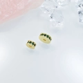 DIY jewelry spacer bead in golden finish with dark green pavé-set round cubic zirconia - Gold 6mm / Green