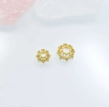 Macro detail of gold plated zircon flower bead caps for DIY jewelry making - 9mm / Gold