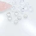 Silver flower bead caps for DIY crystal jewelry making with snowflake hollow design - 12mm / Silver