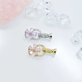 Five-petal flower pearl clasp with pink zircon in gold and silver for jewelry making - Flower / White Gold