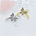 Sparkling butterfly jewelry clasps in gold and silver with cubic zirconia inlays - Butterfly