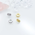 Detailed view of square zircon spacer beads in gold and silver plating with purple gems - Style 3 / White Gold