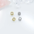 Sparkling square spacer beads in gold and silver plating with cubic zirconia for DIY jewelry - Style 4 / White Gold