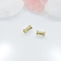 Exquisite gold-plated bow jewelry connectors with micro-pave zircon crystals for DIY - 9*5mm / Gold