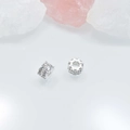 Macro shot of silver plated double-layer wheel spacers with paved white zircon for DIY jewelry - Single Layer 6mm / Silver