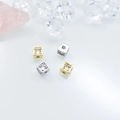 Square zircon spacer beads in gold and silver finish for DIY jewelry making and bracelets - Style 1 / White Gold