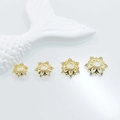 14K gold plated flower bead caps set with sparkling zircon for DIY jewelry making - 10mm / Gold