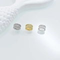 Three micro-pave cubic zirconia spacer beads in gold and silver plating for DIY jewelry - Cylindrical Style (Model 1) / 8x4.5x4.5mm / White Gold