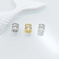 Gold and silver plated spacer beads with micro-pave cubic zirconia for DIY jewelry - Cylindrical Pave Style (Style 1) / White Gold