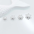 Silver snowflake flower bead caps with pavé cubic zirconia for DIY jewelry bracelets - 9mm / Silver