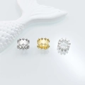Lustrous gold and silver barrel charms with vertical ridges and sparkling zircon inlay - Style Two White Gold Color