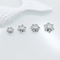 Set of four 14K gold plated flower bead caps with pavé cubic zirconia for DIY jewelry - 9mm / White Gold