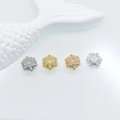 Flower shaped jewelry spacers with sparkling zircon inlay in silver and gold plating - Style 1 (10mm) / White Gold