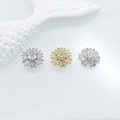 Macro detail of gold and silver flower bead caps with sparkling cubic zirconia settings - Style 5 (13mm) / White Gold