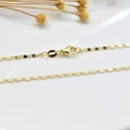Detailed close-up of 18K gold plated necklace chain showing flat oval links and lobster clasp - Flat Tile Chain (1.7mm)