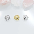 Gold and silver flower bead caps with micro-pave zircons for DIY jewelry making - Rhinestone Inlaid / White Gold 13mm / Style 2