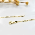 Collier chaîne Figaro plaqué or 18k pour femme avec fermoir mousqueton et poinçon - Chaîne Figaro Triple Boucle Épaisse / 45cm