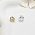 Gold and silver cylinder barrel beads with purple zircon and sparkling crystals - Gold Purple Zirconia Style