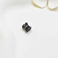 Hollow barrel-shaped spacer charm with black plating and sparkling zircon crystals - 8*8mm / Gun Black