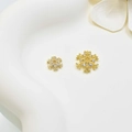 Polished gold snowflake spacer beads with micro-paved crystals for DIY jewelry making - 8mm / Gold