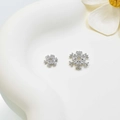 Sparkling silver snowflake spacer beads with cubic zirconia for DIY jewelry making - 8mm / White Gold