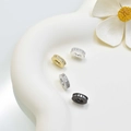 Lace hollowed spacer beads with zircon in gold, silver, and black for DIY bracelets - Tapered Rectangular Style / 10mm / White Gold