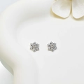 Sparkling S925 silver snowflake stud earrings with cubic zirconia for winter elegance - 8mm / White Gold