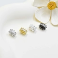Star-shaped 18K gold plated spacers with zircons in silver, gold, and black finishes - Style 1 / White Gold
