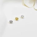 Macro view of zircon-studded flower bead charms for DIY jewelry and pearl necklace - Style 1 (5mm) / White Gold