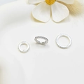 Three sizes of silver-tone hoop earrings with micro-p镶 inlaid cubic zirconia stones - 10mm (Inner 6mm) / Silver