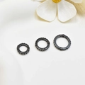 Three sizes of black round double-hole bead circles with paved zircon for DIY jewelry - 10mm (Inner 6mm) / Gun Black