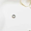 Silver crystal spacer bead with paved white zircons for DIY jewelry making - 7mm / White Gold