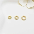 Three-piece gold-plated spacer beads with pink zircon inlay for jewelry making - 7mm / Gold