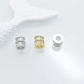 Lustrous gold and silver cylinder spacer beads with baguette zircons for DIY jewelry making - Style One White Gold Color