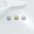 Radial flower petal charms in gold and silver finish with sparkling zircon inlay - Style 2 (10mm) / White Gold