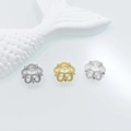 DIY jewelry crystal flower bead caps with gold and silver plating and zircons - Style 4 (13mm) / White Gold