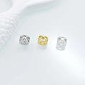 Hollow cylinder DIY charm bead with rhinestones in gold and silver plating - 7x5x4.5mm